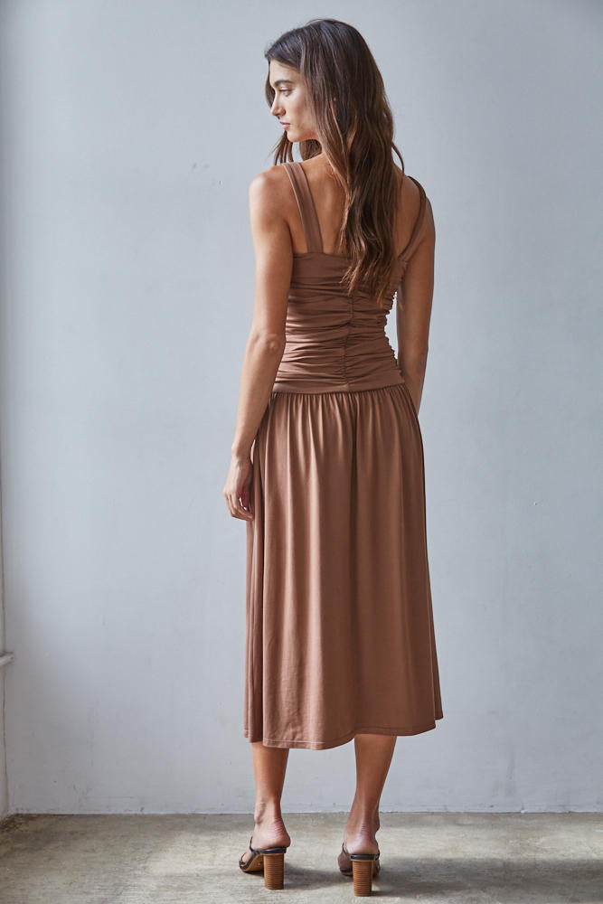 Lavinnea Shirred Maxi - Brown