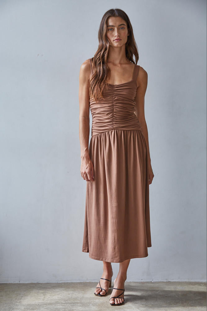 Lavinnea Shirred Maxi - Brown