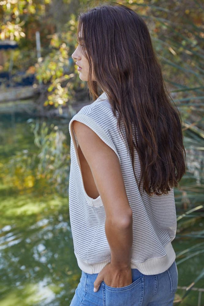 Beverly Striped Cotton Sweater Vest