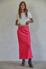 Gala Satin Maxi Skirt - Hot Pink