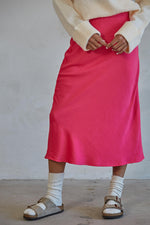 Gala Satin Maxi Skirt - Hot Pink