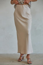 Gala Satin Maxi Skirt - Oatmeal
