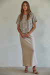 Gala Satin Maxi Skirt - Oatmeal