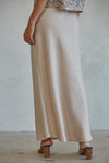 Gala Satin Maxi Skirt - Oatmeal