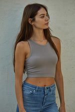 Headstart Seamless Textured Crop Top- Smoky Taupe