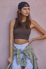 Headstart Seamless Textured Crop Top- Fudge