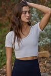 Waffle Scoop Neck Seamless Top