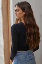 Solange Ribbed Long Sleeve Top - Black