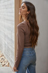 Solange Ribbed Long Sleeve Top - Coffee
