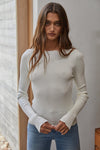 Arianna Viscose Ribbed Long Sleeve Top