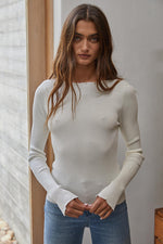Arianna Viscose Ribbed Long Sleeve Top