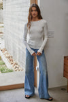 Arianna Viscose Ribbed Long Sleeve Top