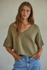 Lucy Mae Sweater Top - Olive