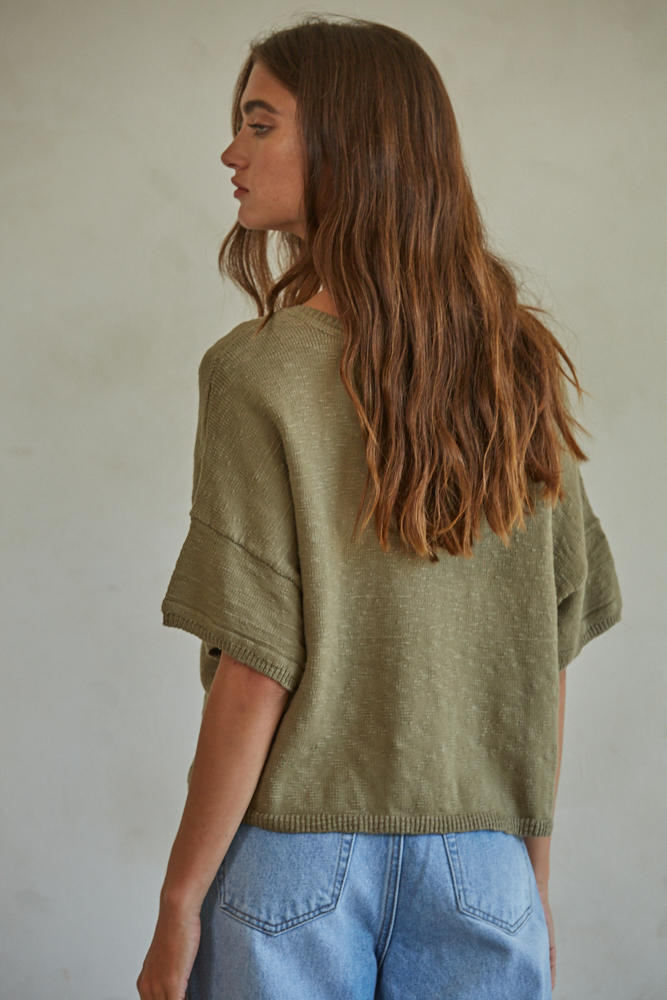 Lucy Mae Sweater Top - Olive