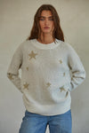 Celestial Embossed Star Sweater - Cream