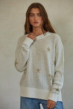 Celestial Embossed Star Sweater - Cream