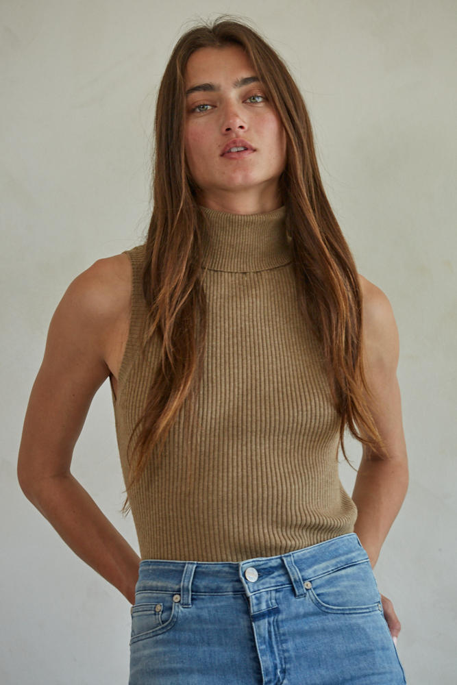 Lola Turtleneck Ribbed Tank