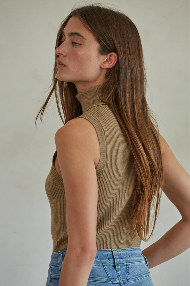Lola Turtleneck Ribbed Tank