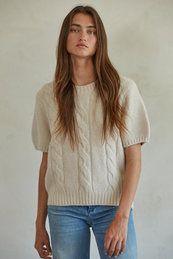 Devon Sweater Top - Beige