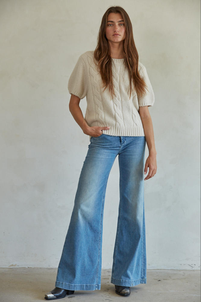 Devon Sweater Top - Beige