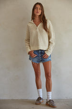 Clarke Half Zip Striped Pullover Sweater