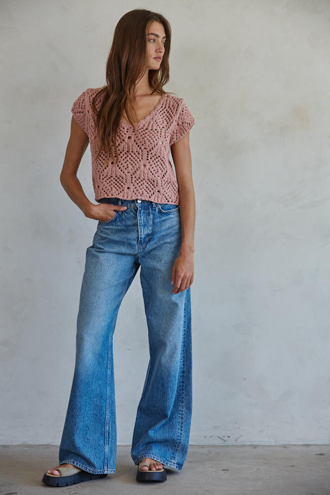 Kendra Crochet Cap Sleeve Top