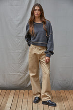Marina Contrast Seam Pullover - Charcoal