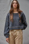 Marina Contrast Seam Pullover - Charcoal