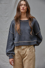 Marina Contrast Seam Pullover - Charcoal