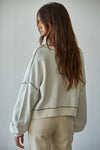 Marina Contrast Seam Pullover - Cream