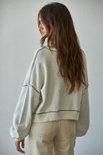 Marina Contrast Seam Pullover - Cream