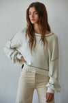 Marina Contrast Seam Pullover - Cream