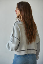 Marina Contrast Seam Pullover - Grey