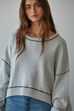 Marina Contrast Seam Pullover - Grey