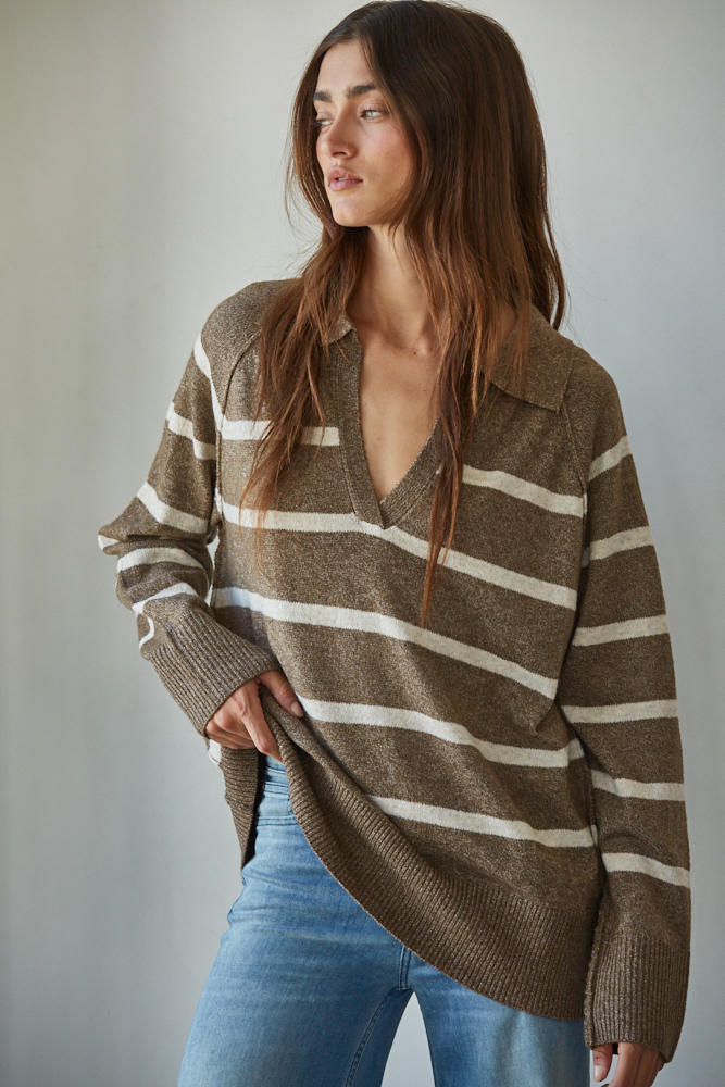Graham Striped Polo Sweater