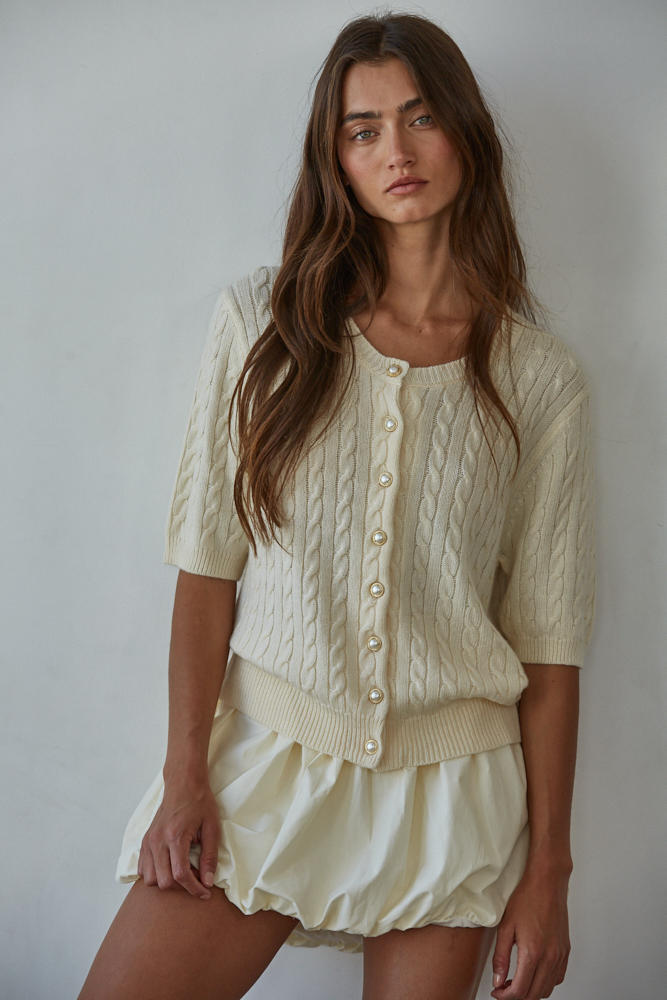 Bonjour Cable Knit Cardigan Top