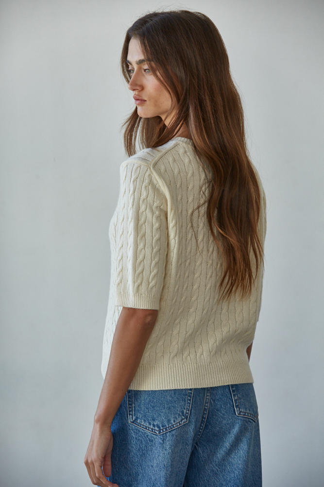 Bonjour Cable Knit Cardigan Top
