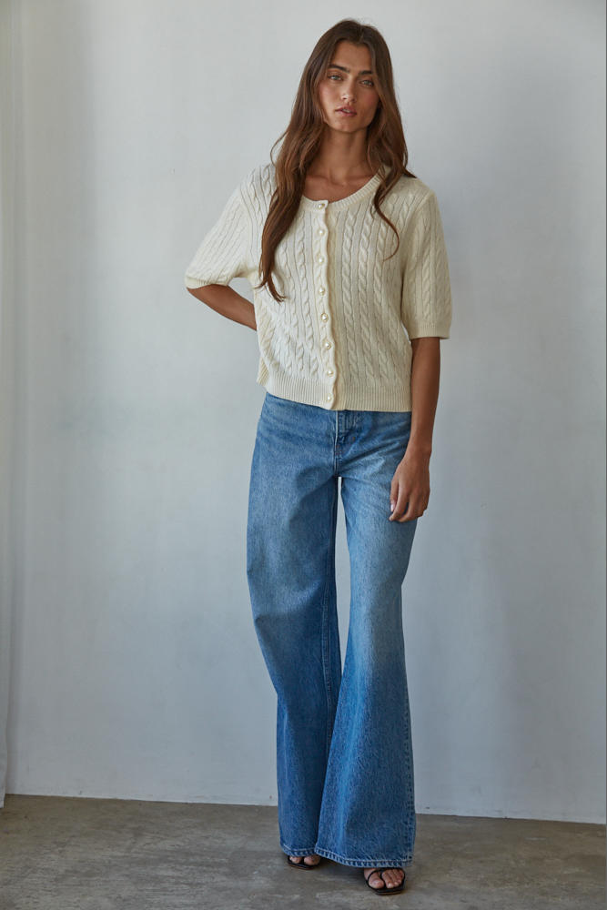 Bonjour Cable Knit Cardigan Top