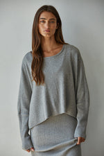 Apollo Ribbed Knit Dollman Top - Grey
