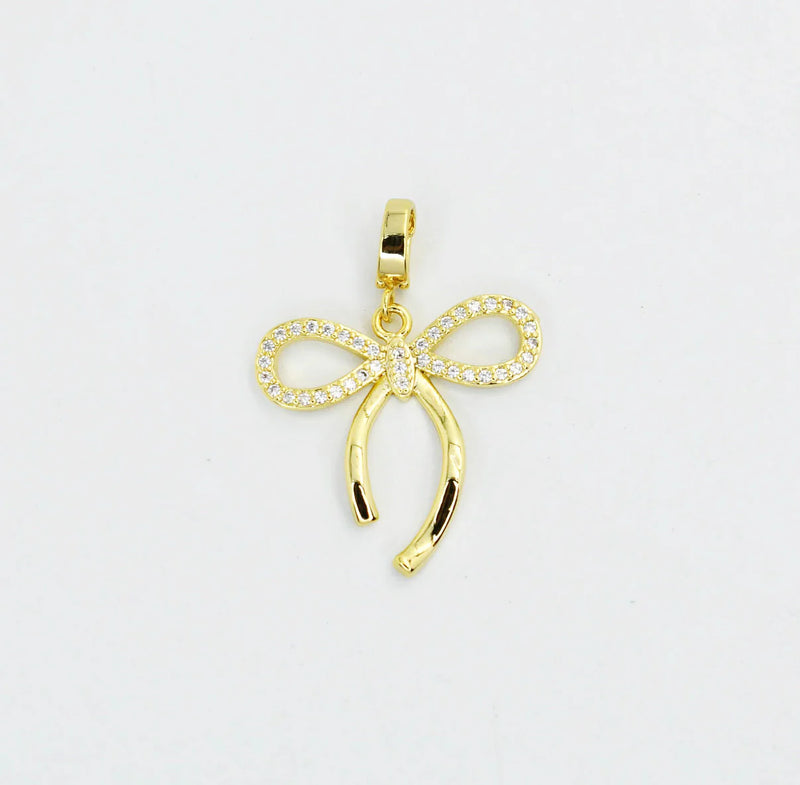 Embellished 14K Gold Plated Bow Charms