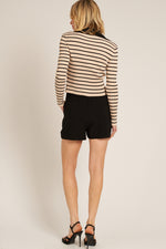 Desi Striped Ribbed Knit Long Sleeve Top