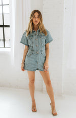 Sora Pocketed Denim Romper