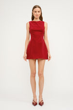 Carmine Velvet Mini Dress