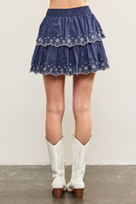 Macey Tiered Embroidered Mini Skirt