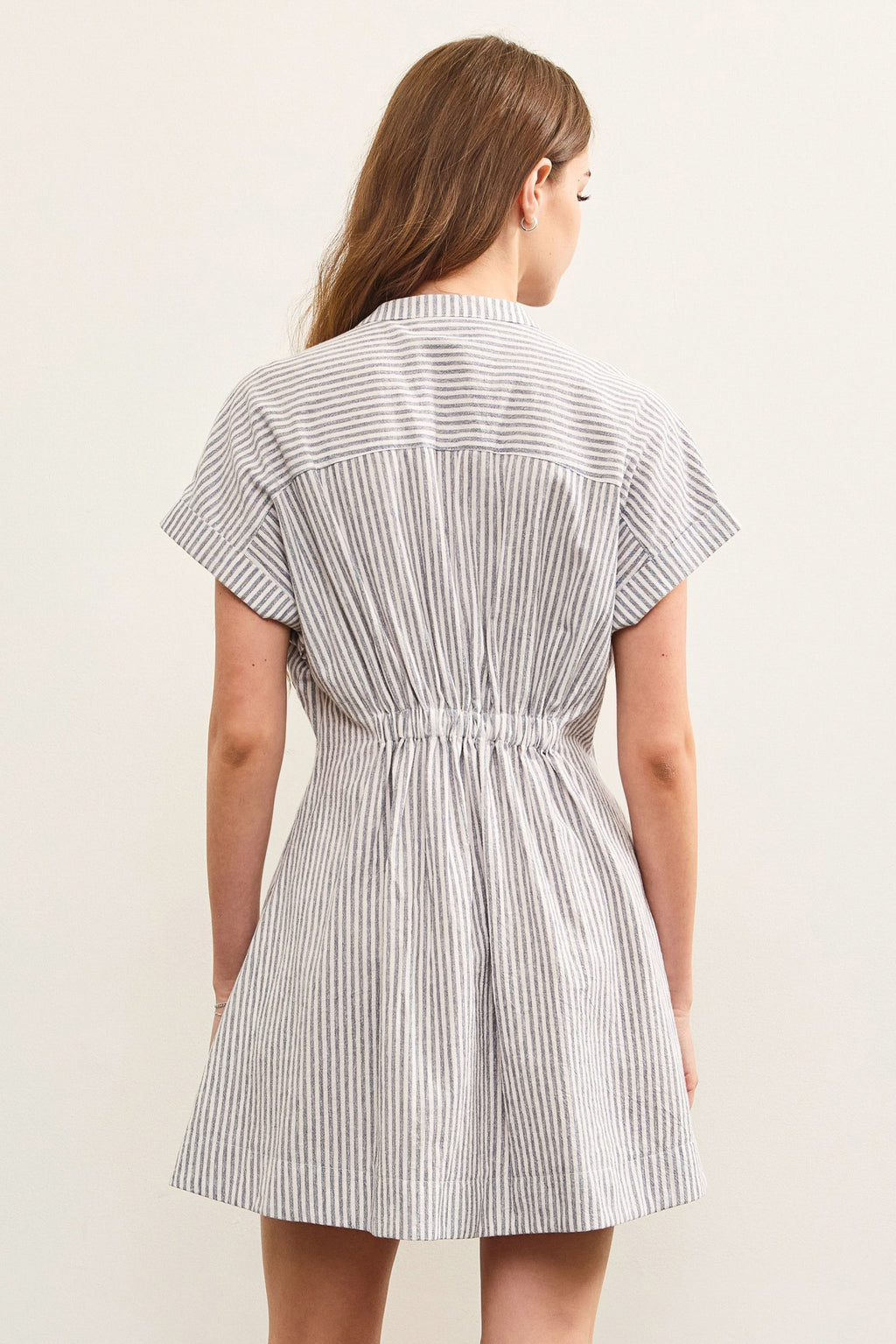 Crystal Striped Mini Shirt Dress