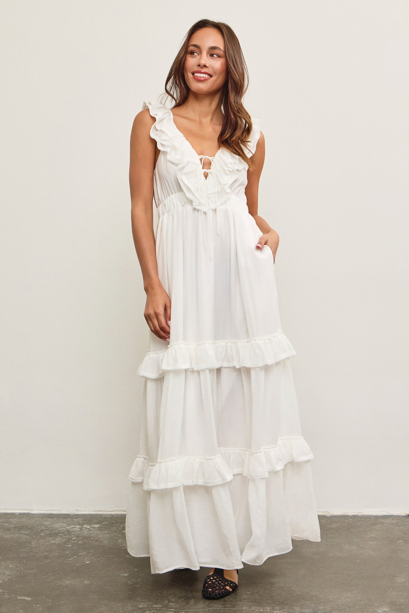 lizzy ruffle maxi dress Eliza J Women's Floral Asymmetric Ruffle Maxi Dress - Red