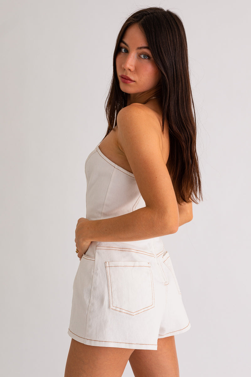 Sadie Tube Denim Romper