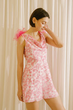 Nicolete Feather Satin Mini Dress