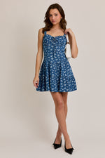 Nicky Floral Mini Denim Dress
