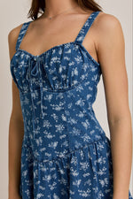 Nicky Floral Mini Denim Dress
